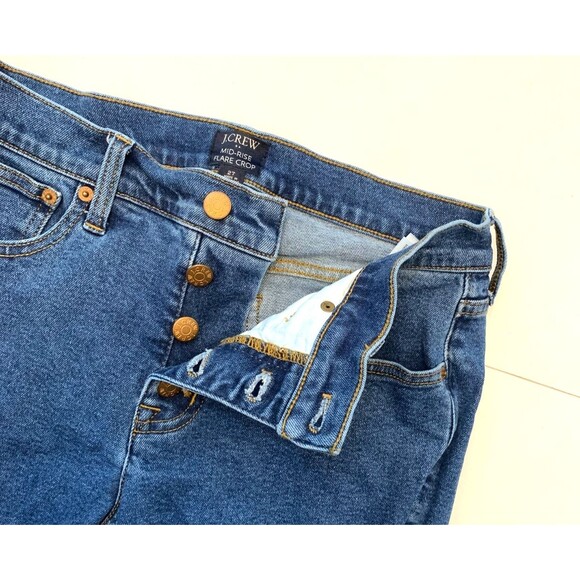 J Crew Jeans Womens 27 Mid Rise Flare Crop Button Fly Preppy Ankle Denim - Picture 3 of 10